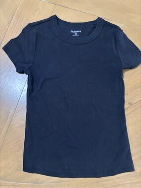 Old Navy Black Short Sleeve Ribbed Tee
